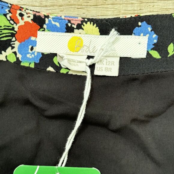 Boden Dress Wild Cluster 12UK 8USCrew Neck Knee Length Floral Black Long Sleeve - Picture 5 of 12